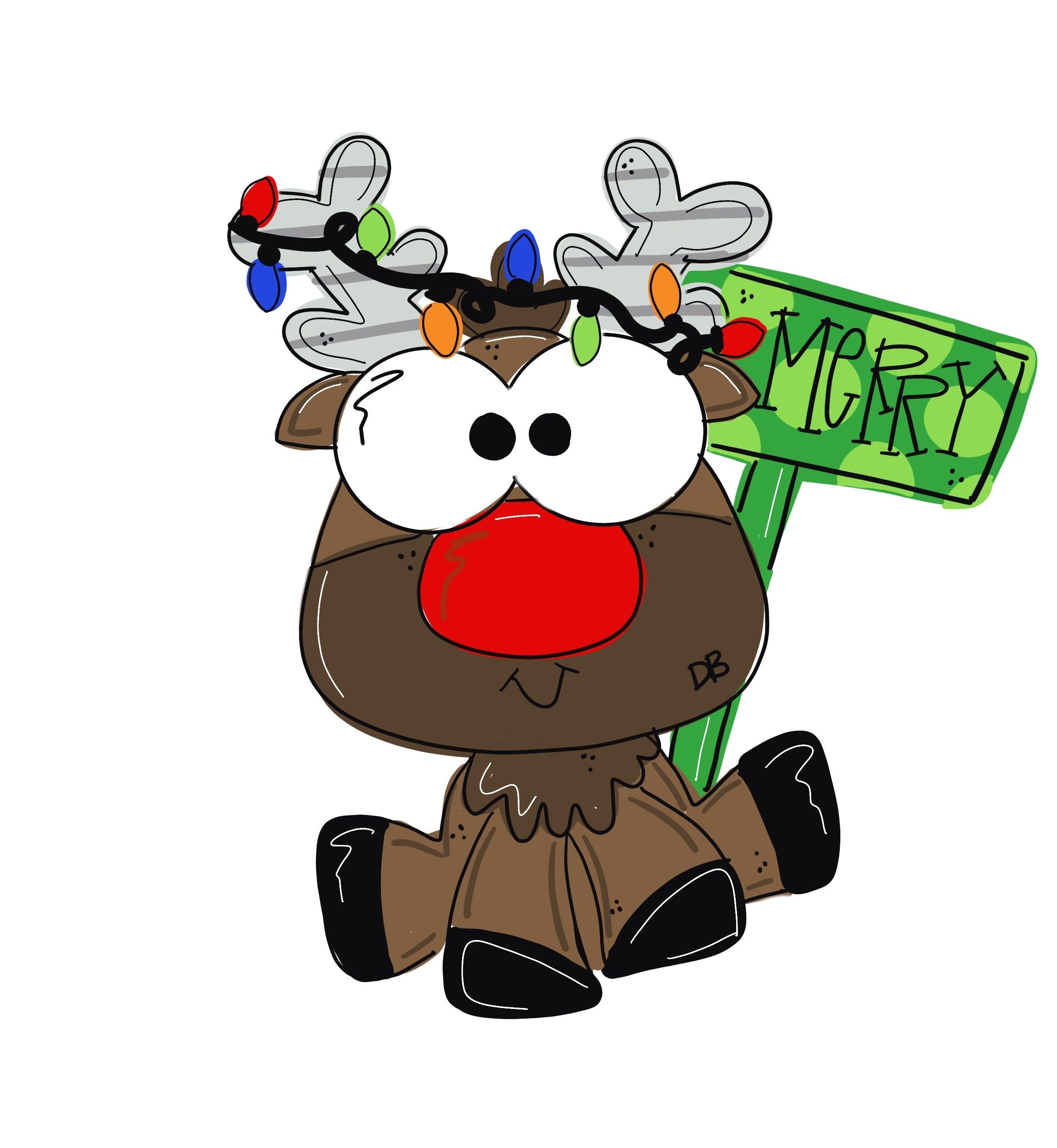 Goofy Reindeer with sign Door Hanger - Winter Door Decoration