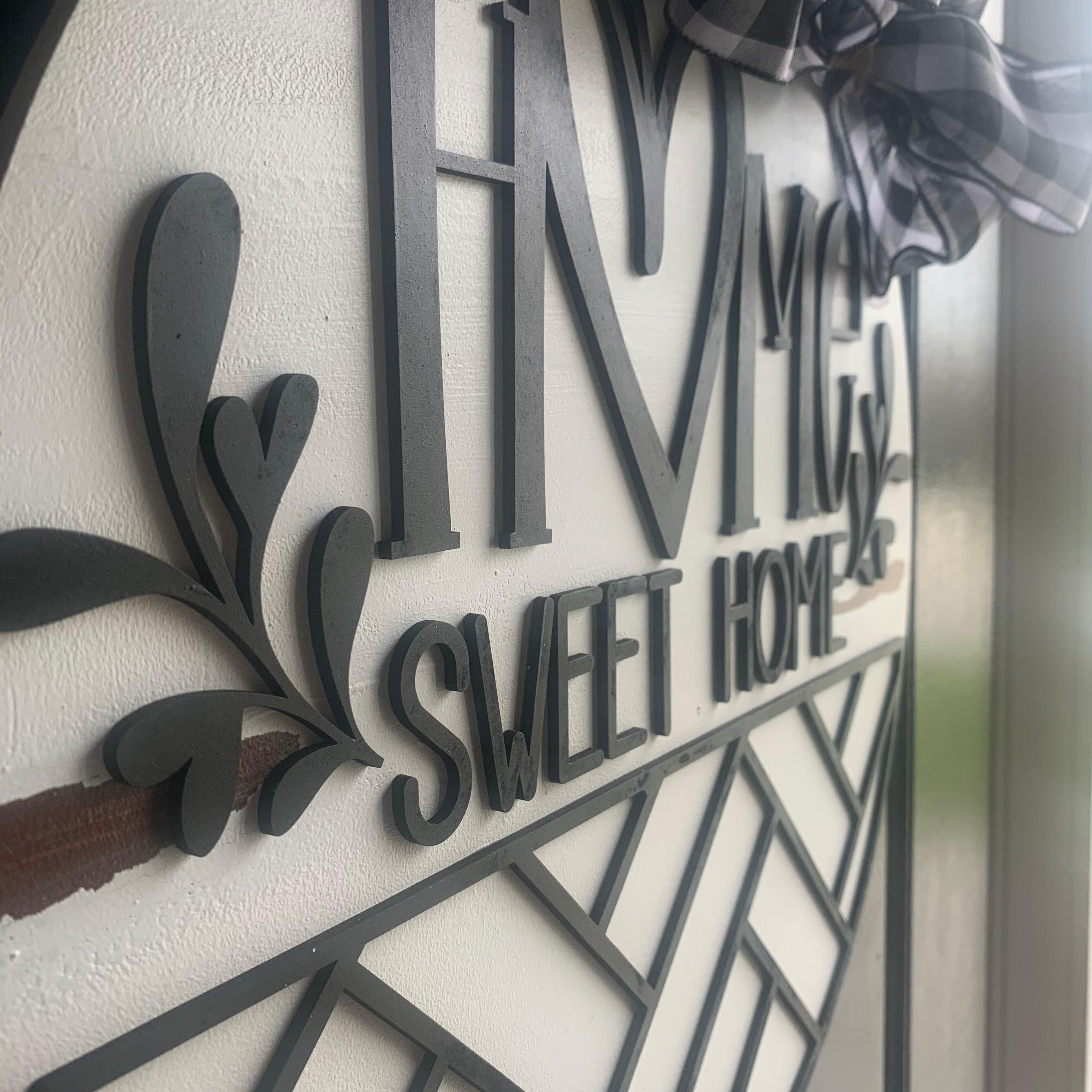 Home Sweet Home Doorhanger - 3D Summer Farmhouse door decor - wooden hand painted doorhanger