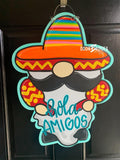 Cinco de Mayo Gnome Door Hanger - Mexican Sombrero hand painted personalized door hanger