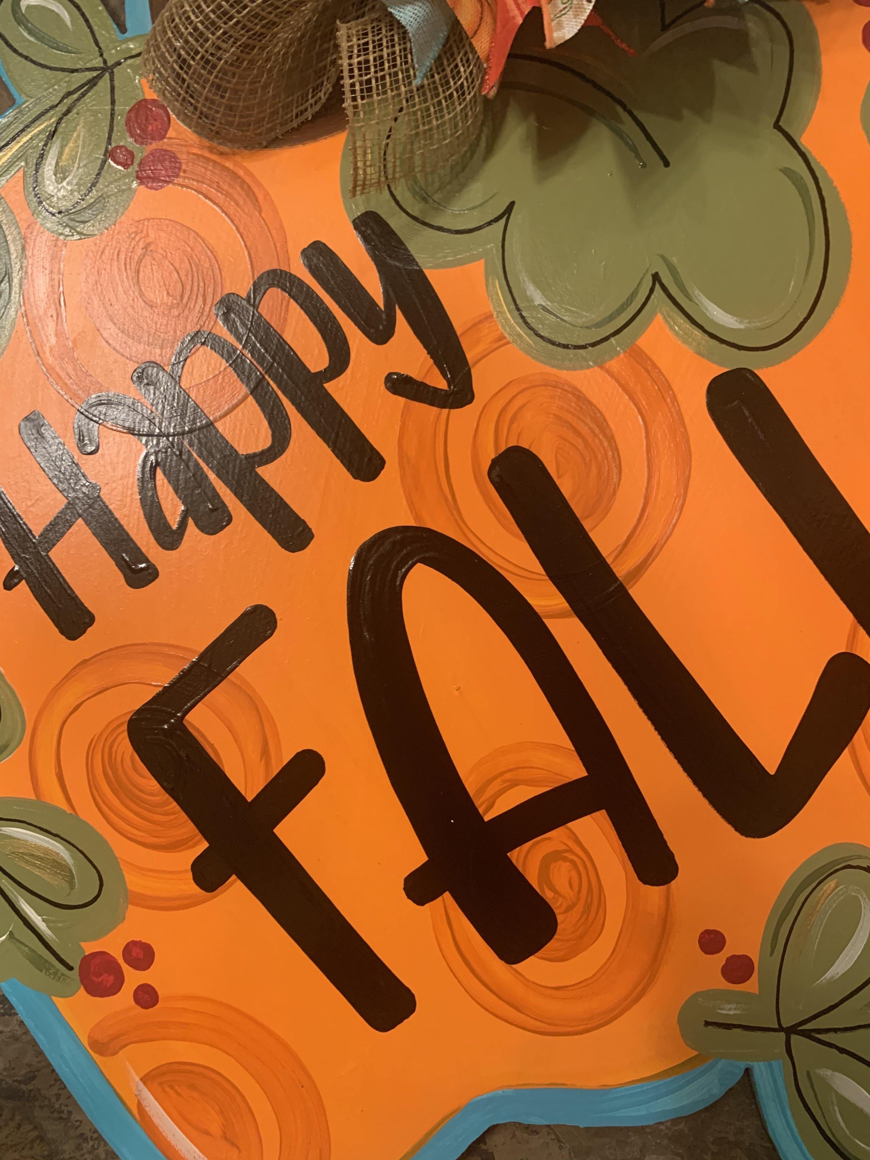 Fall Pumpkin Door Hanger - Fall - Autumn - harvest - Thanksgiving -  pumpkin - thankful - cut out hand painted door hanger