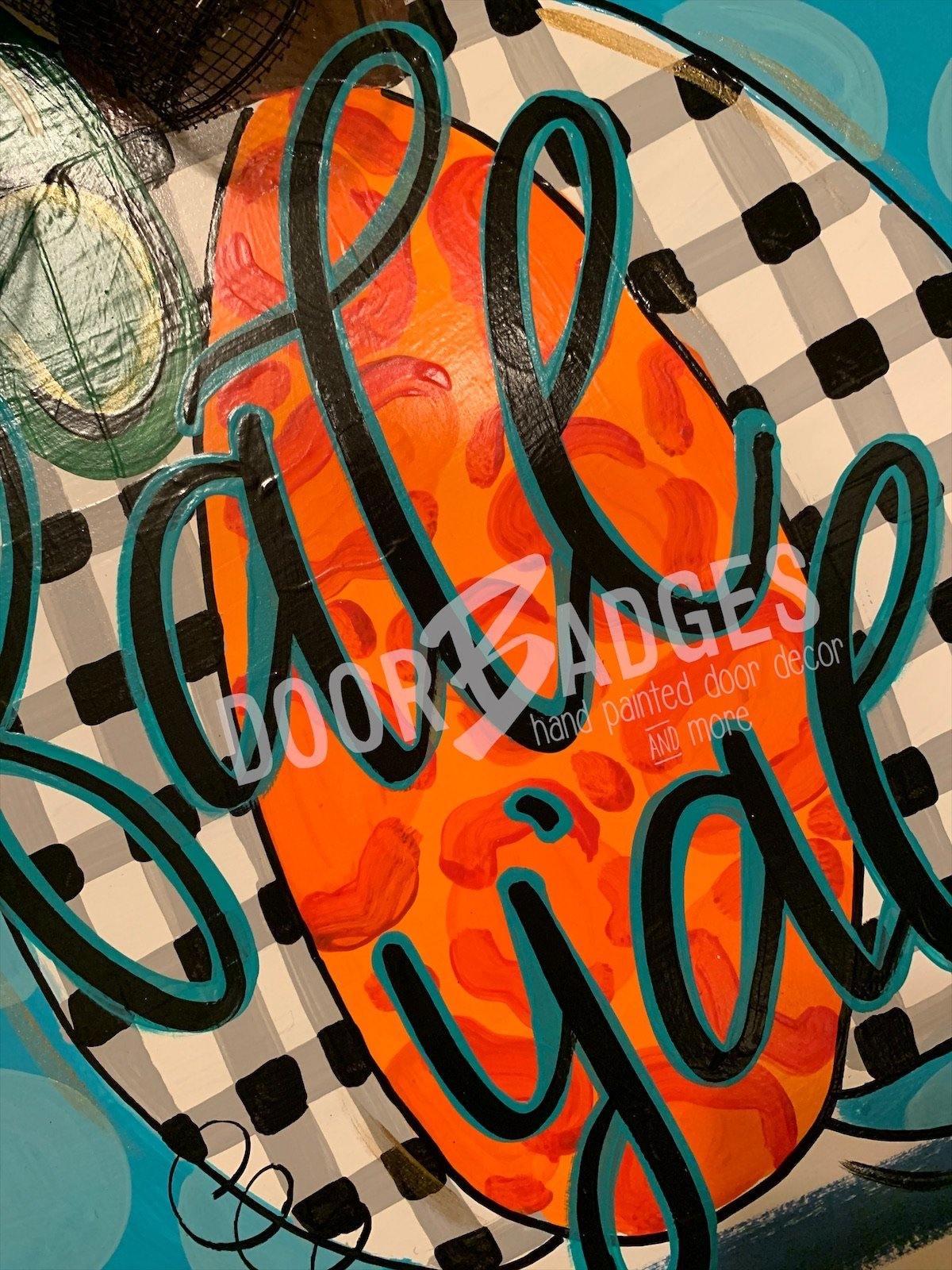 Fall Pumpkin Door Hanger - Blue - Fall - Autumn - harvest - Thanksgiving -  pumpkin - thankful - cut out hand painted door hanger