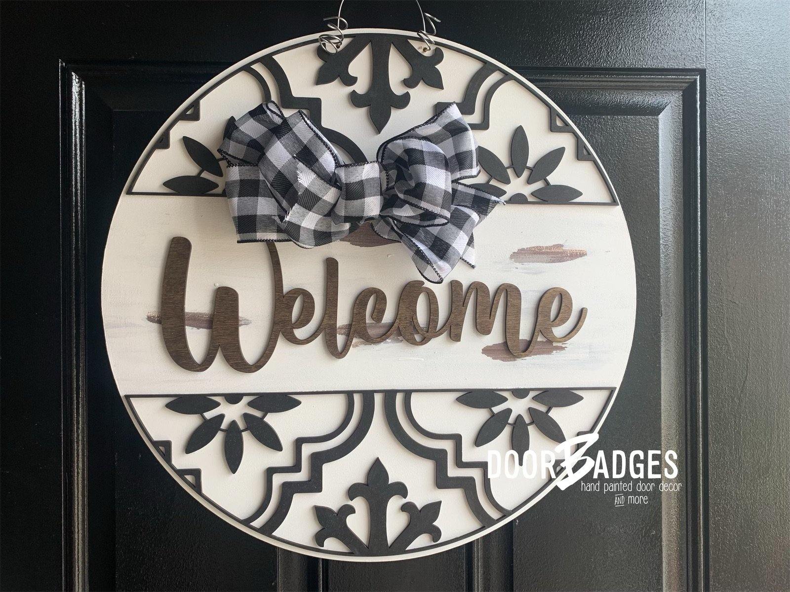 Farmhouse Distressed Faux Tile Doorhanger - 3D Summer Farmhouse door decor - wooden hand painted doorhanger