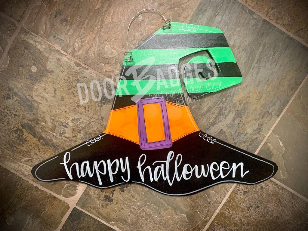 Halloween Witch Hat Door Hanger- Witch Door Decor-Spooky-Fall-Wreath-wood cut out-hand painted door hanger