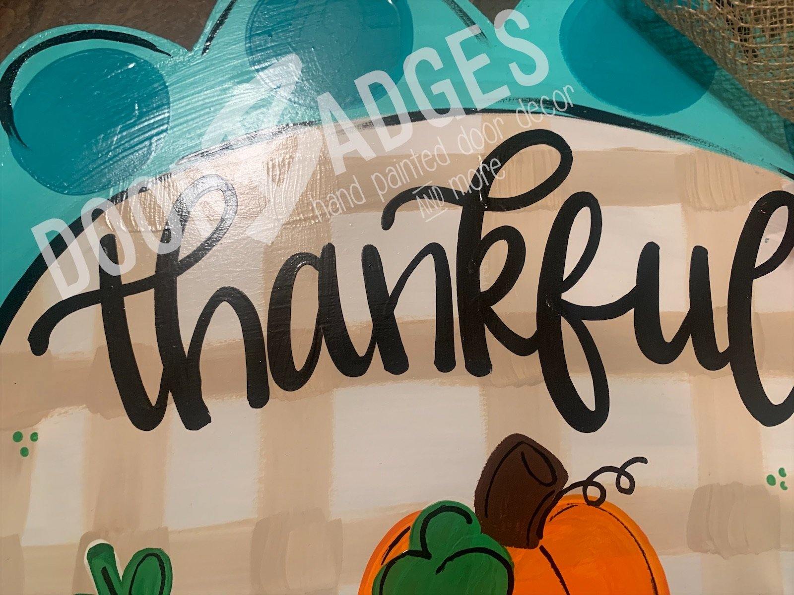 Fall Thankful Pumpkin Door Hanger - Fall - Autumn - harvest - Thanksgiving -  pumpkin - wood cut out hand painted door hanger