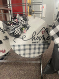 Home sweet home plaid Round door hanger -WHS FB