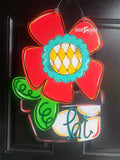 Funky Flower in Pot door hanger, spring flower, summer flower