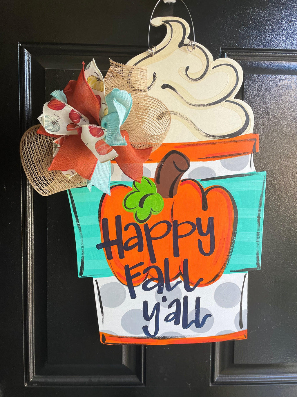 Fall Pumpkin Coffee Harvest Pumpkin spice Door Hanger