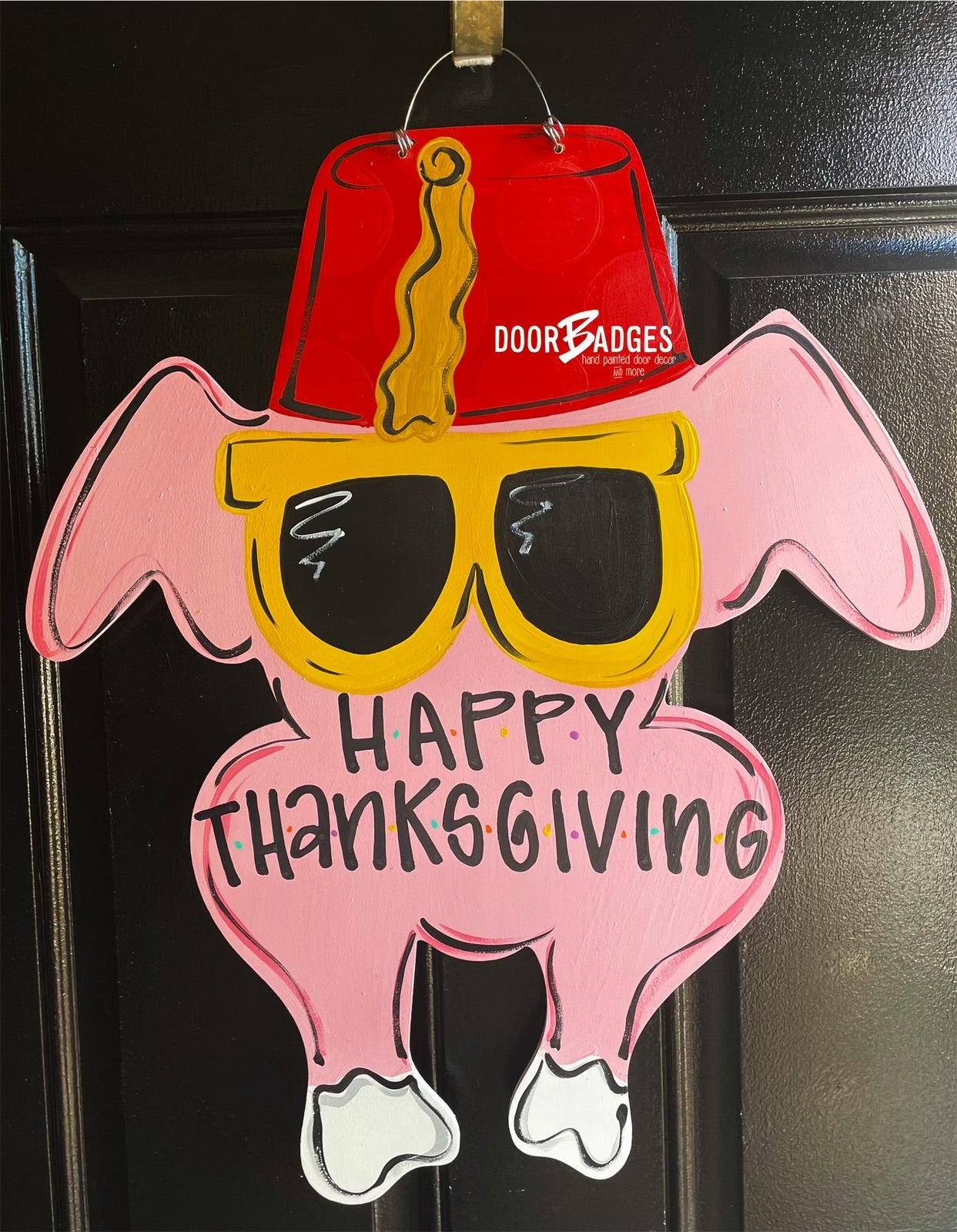 Friends Turkey Door Hanger - Fall - Autumn - harvest - Thanksgiving - wood cut out hand painted door hanger