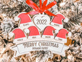 Christmas Family Santa Hat Ornament - Wooden Ornament
