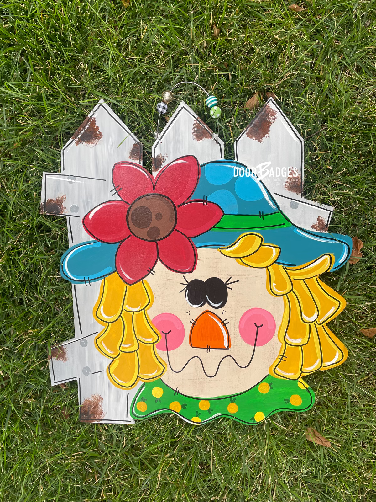 Fall Scarecrow with Fence Door Hanger