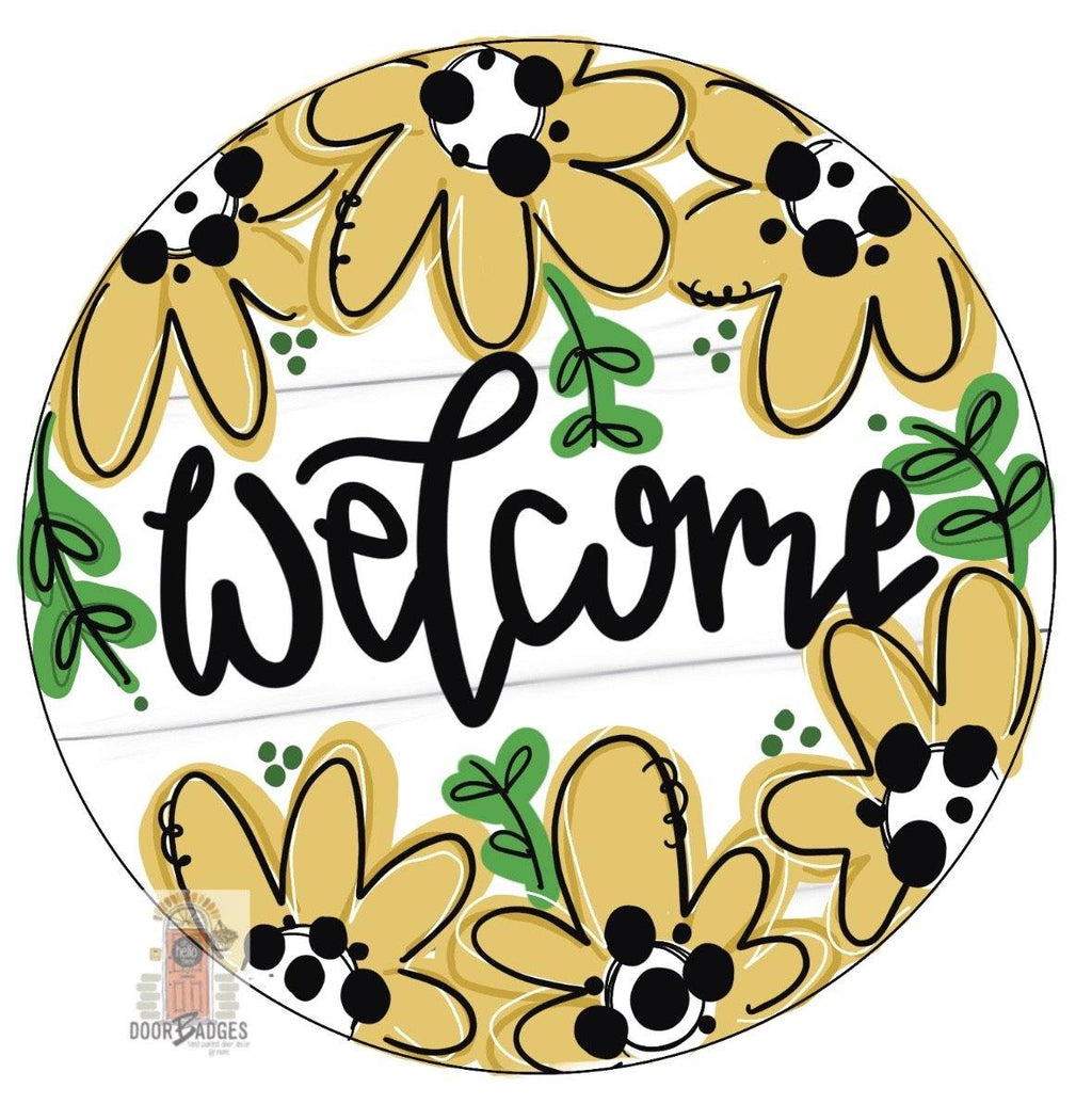 Daisy Summer Door Hanger - Daisy door Decor -  hand painted personalized door hanger