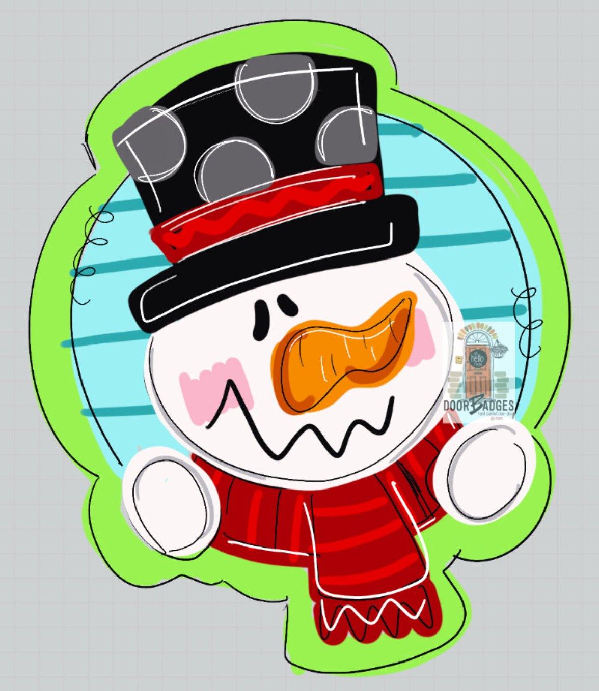 Jolly Snowman Door Hanger - Winter Door Decor -  Holiday Door Decor, Christmas Wreath