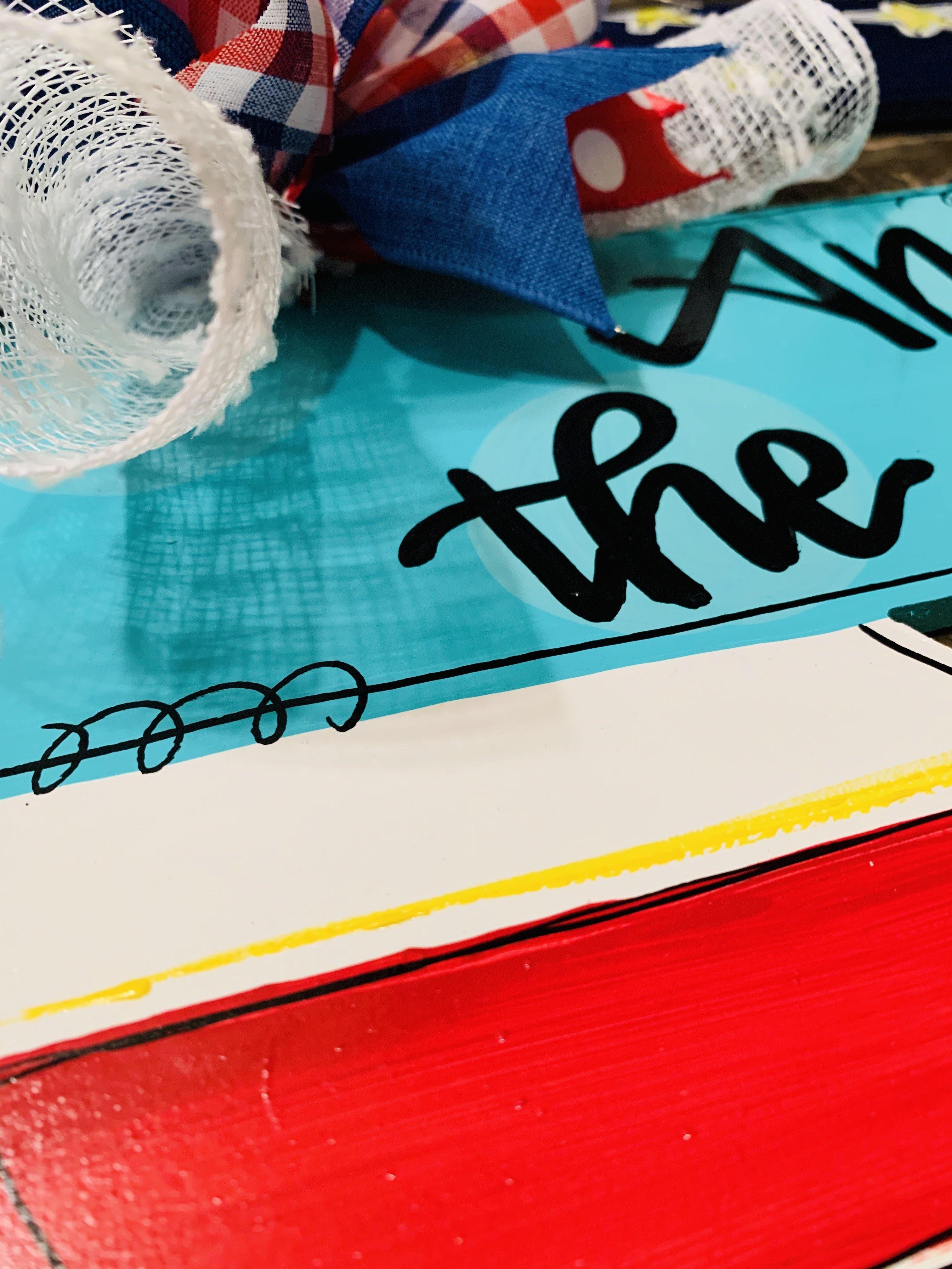 America the Beautiful round cutout - July 4th Door Hanger