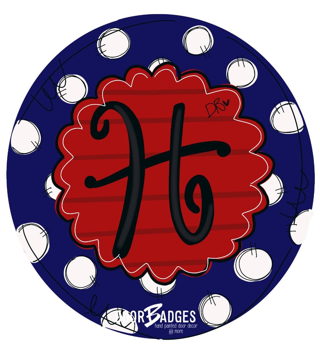 Americana Monogram round cutout - July 4th Door Hanger