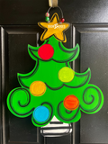 Christmas Tree Door Hanger - Tree Door Decoration -  Winter Door Decor, Christmas Wreath - Christmas Plaid