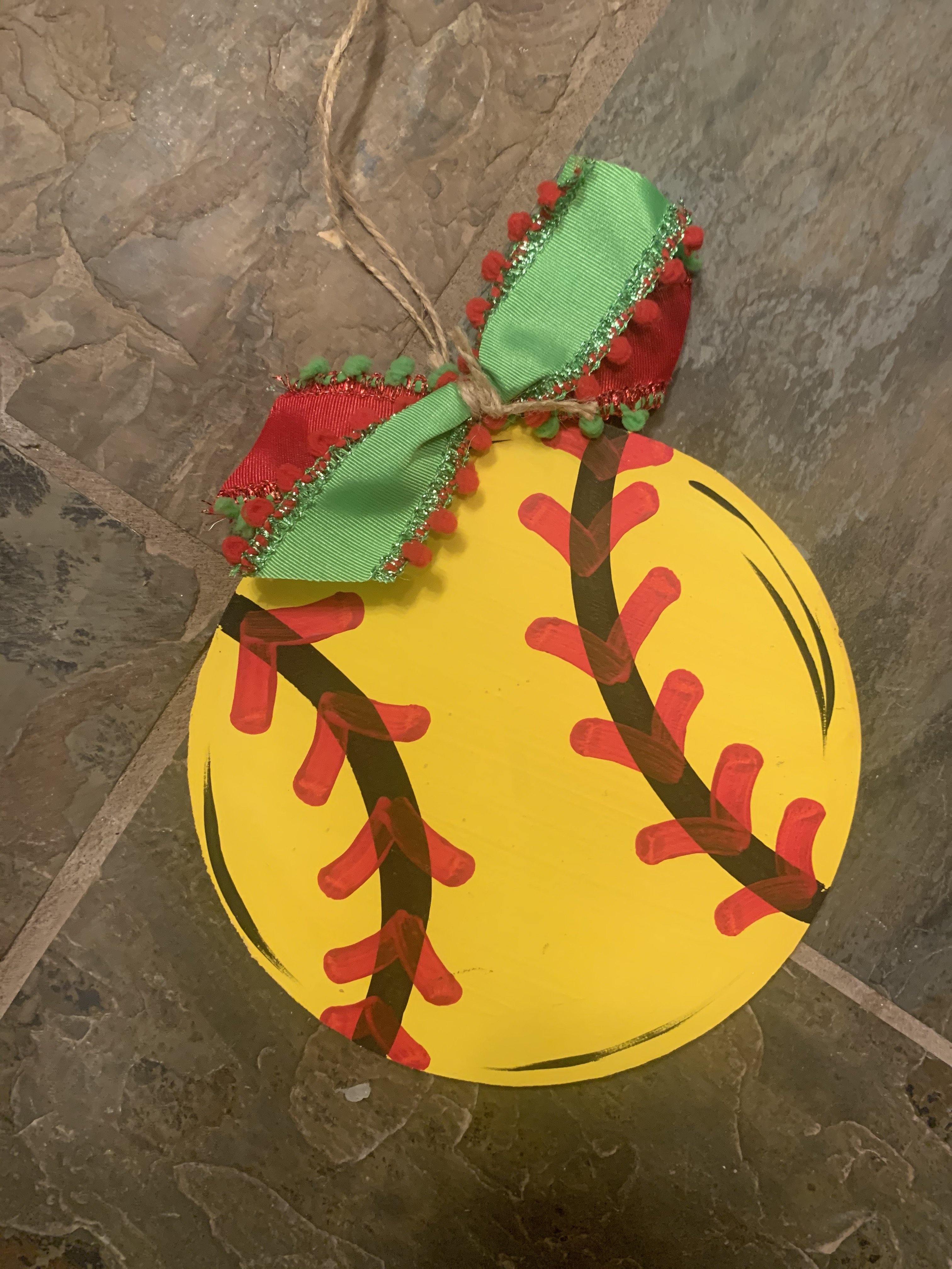 Christmas Ornament - softball Wooden Ornament