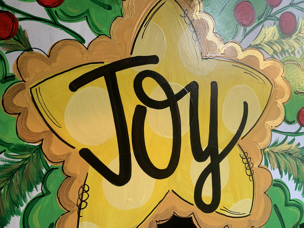 Christmas Star Joy Farmhouse Door Hanger - Joy Door Decor -  Holiday Door Decor, Christmas Wreath - Merry Christmas