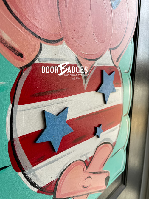4th of July Pig on a Float Door Hanger
