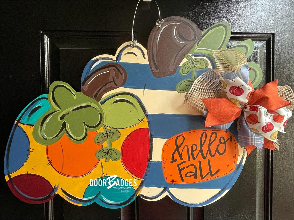 Pumpkin Group Door Hanger - Fall - Autumn - harvest - Thanksgiving -  pumpkin - thankful - cut out hand painted door hanger