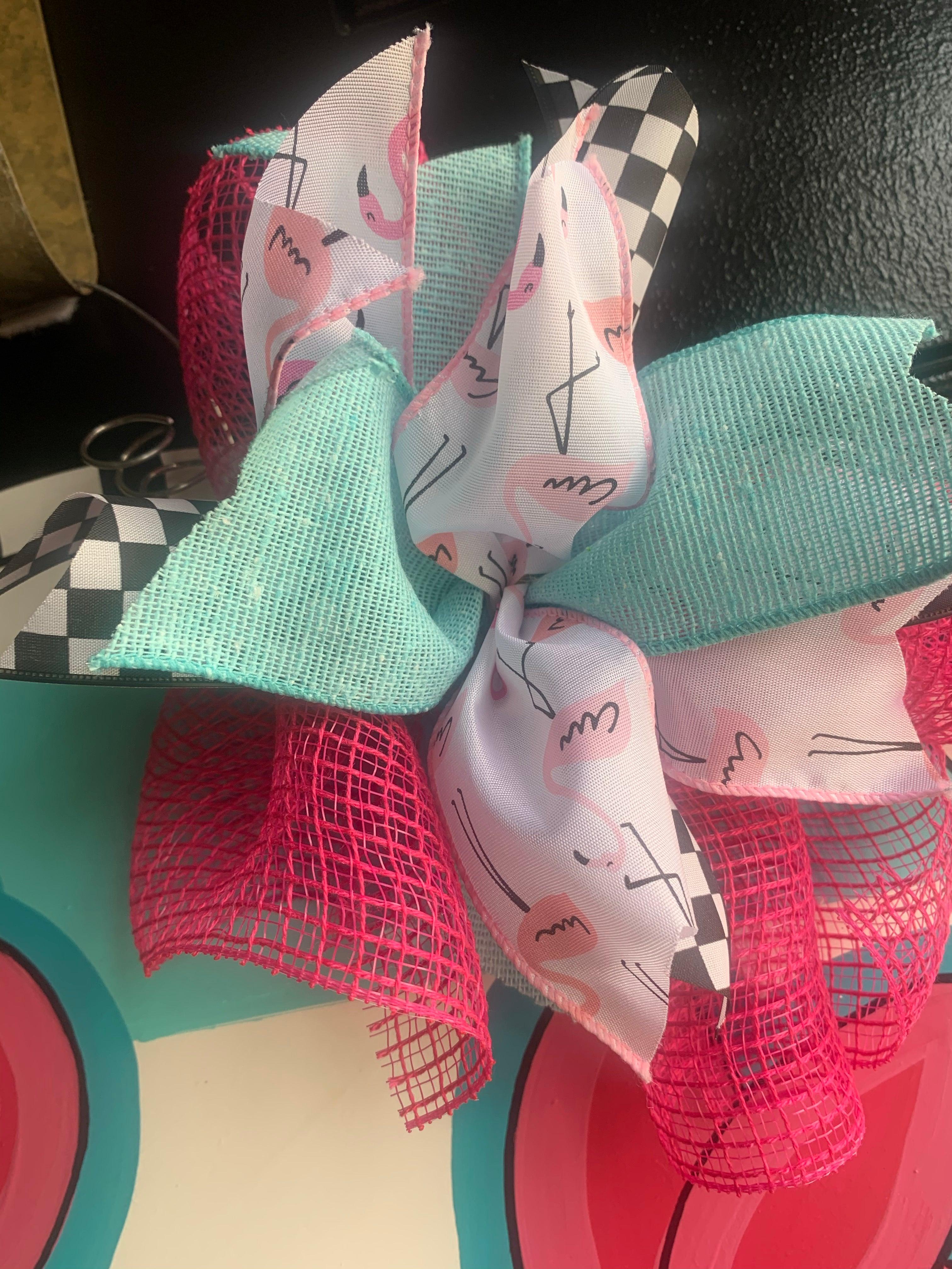 Flamingo Summer Door Hanger - Summer Door Decor -  hand painted personalized door hanger