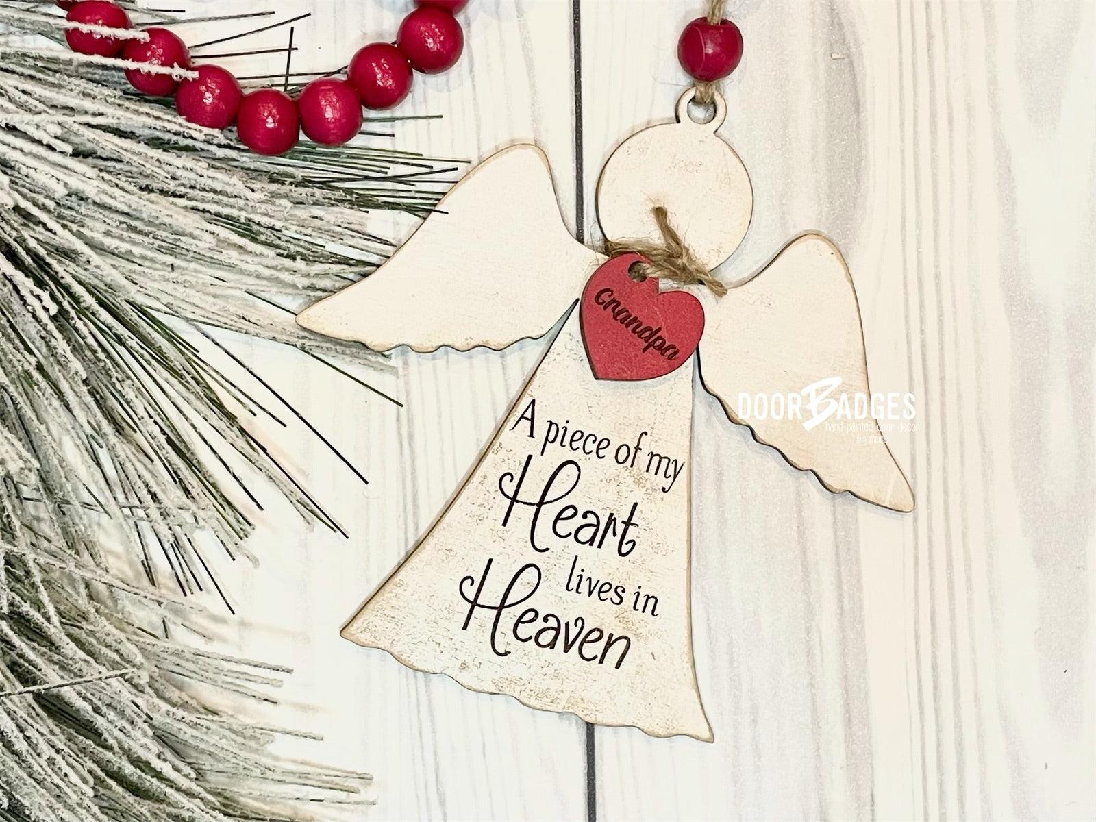 Christmas Ornament - Angel with Heart Wooden Ornament