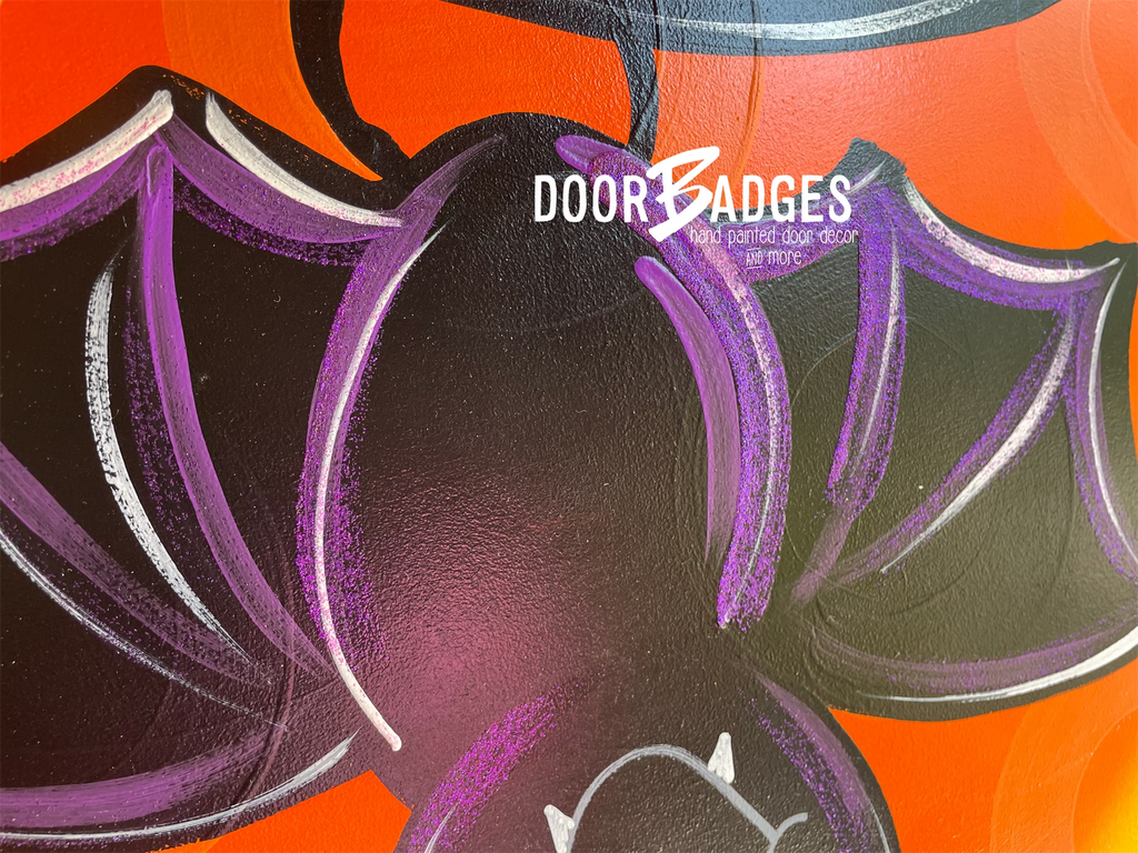 Halloween Bat and Spider Door Hanger- Witch Door Decor-Spooky-Fall-Wreath-wood cut out-hand painted door hanger