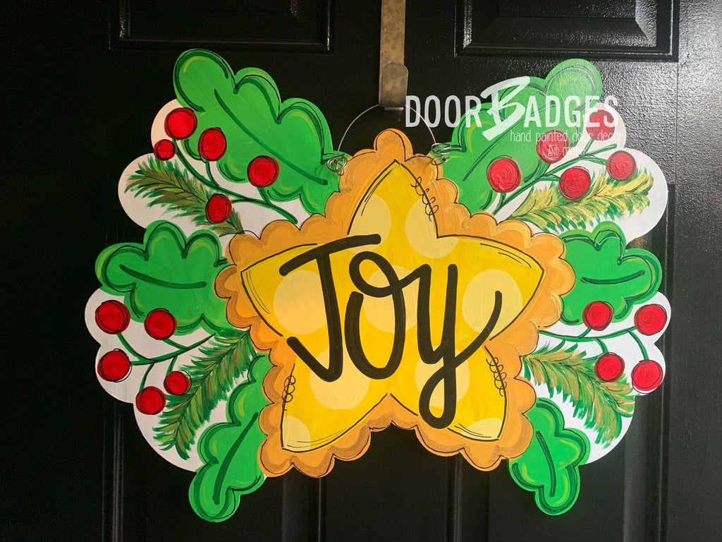 Christmas Star Joy Farmhouse Door Hanger - Joy Door Decor -  Holiday Door Decor, Christmas Wreath - Merry Christmas