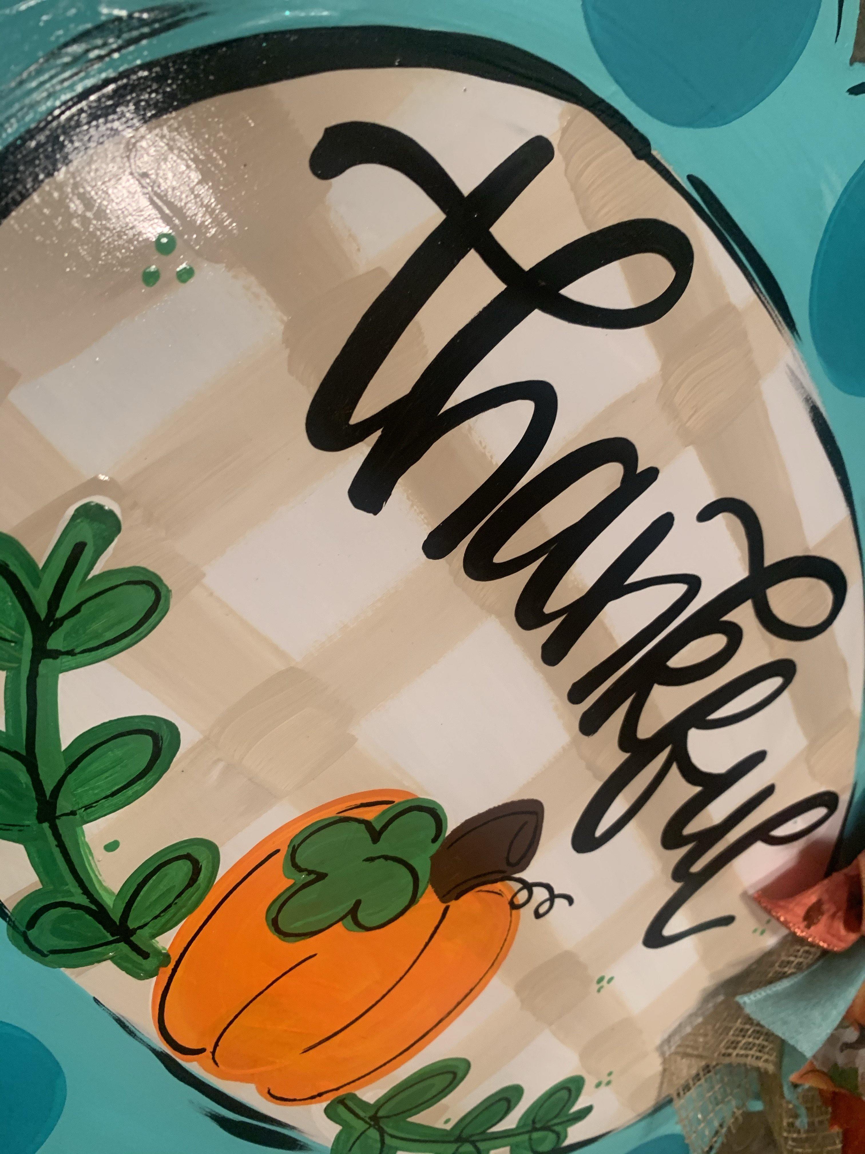 Fall Thankful Pumpkin Door Hanger - Fall - Autumn - harvest - Thanksgiving -  pumpkin - wood cut out hand painted door hanger