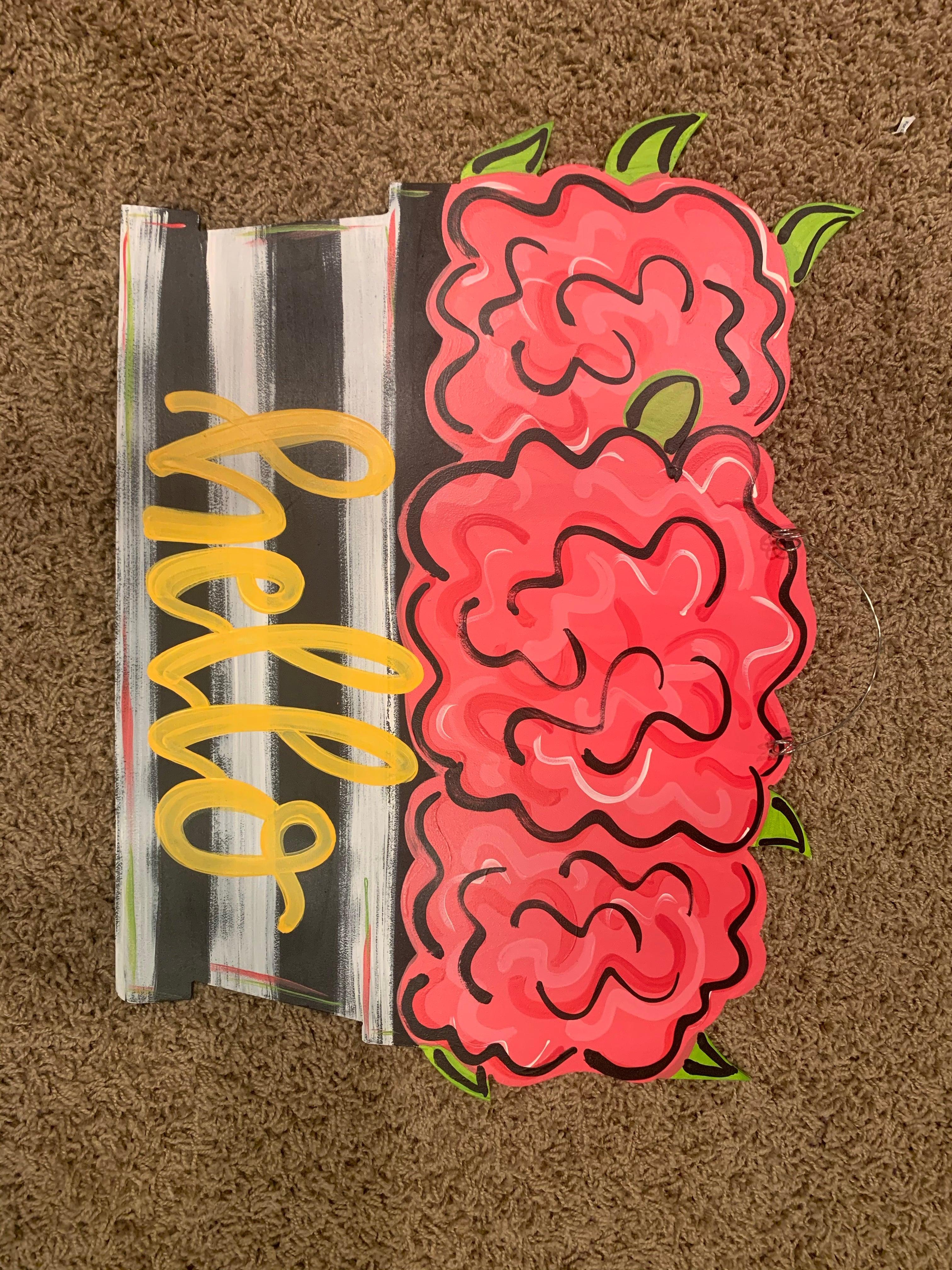 Flower door hanger, hydrengea flower, summer flower pot
