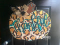 Pumpkin Leopard Door Hanger, Leopard Print - Fall - Autumn - harvest - Thanksgiving -  pumpkin - wood cut out hand painted door hanger