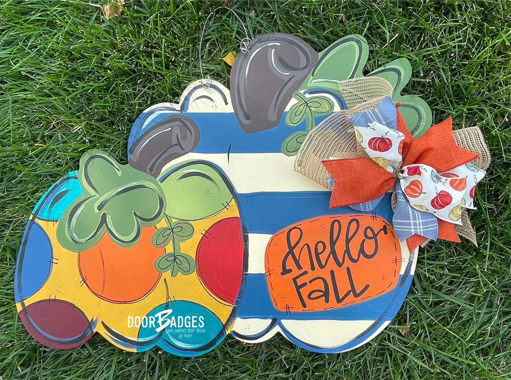 Pumpkin Group Door Hanger - Fall - Autumn - harvest - Thanksgiving -  pumpkin - thankful - cut out hand painted door hanger