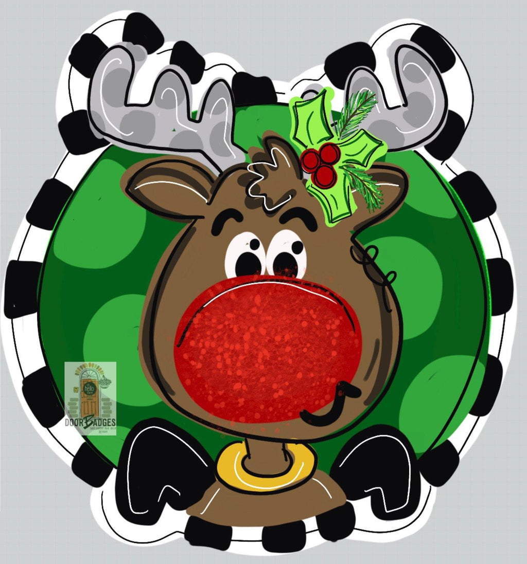Christmas Reindeer Door Hanger - Winter Door Decor -  Holiday Door Decor, Christmas Wreath