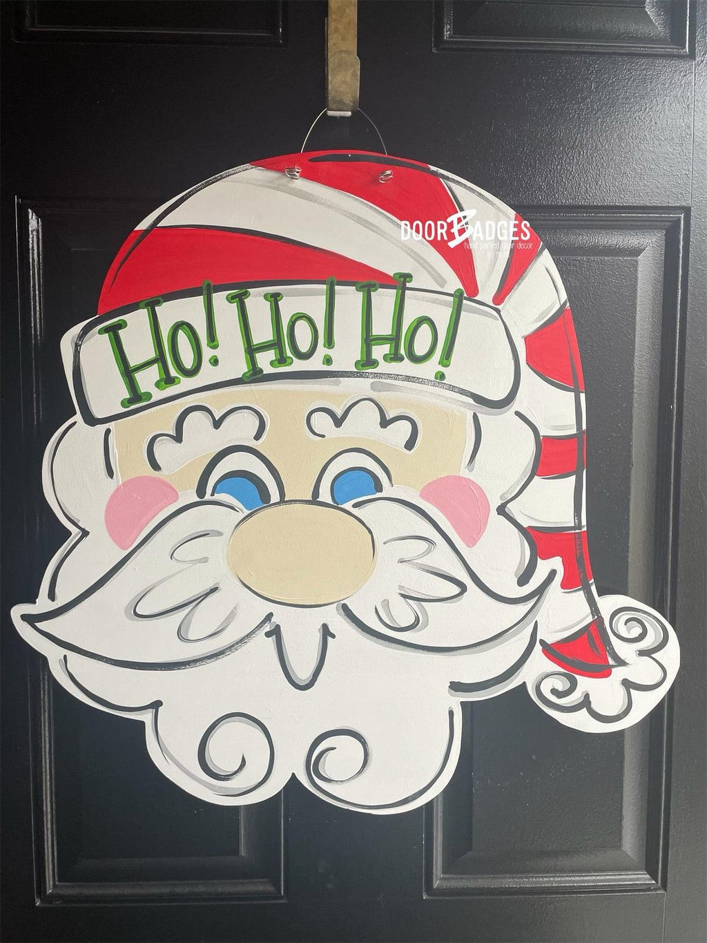 Santa Claus Door Hanger, Christmas Door Decor, Winter Wreath, Holiday,  Santa Decor,  wood cut out hand painted door hanger