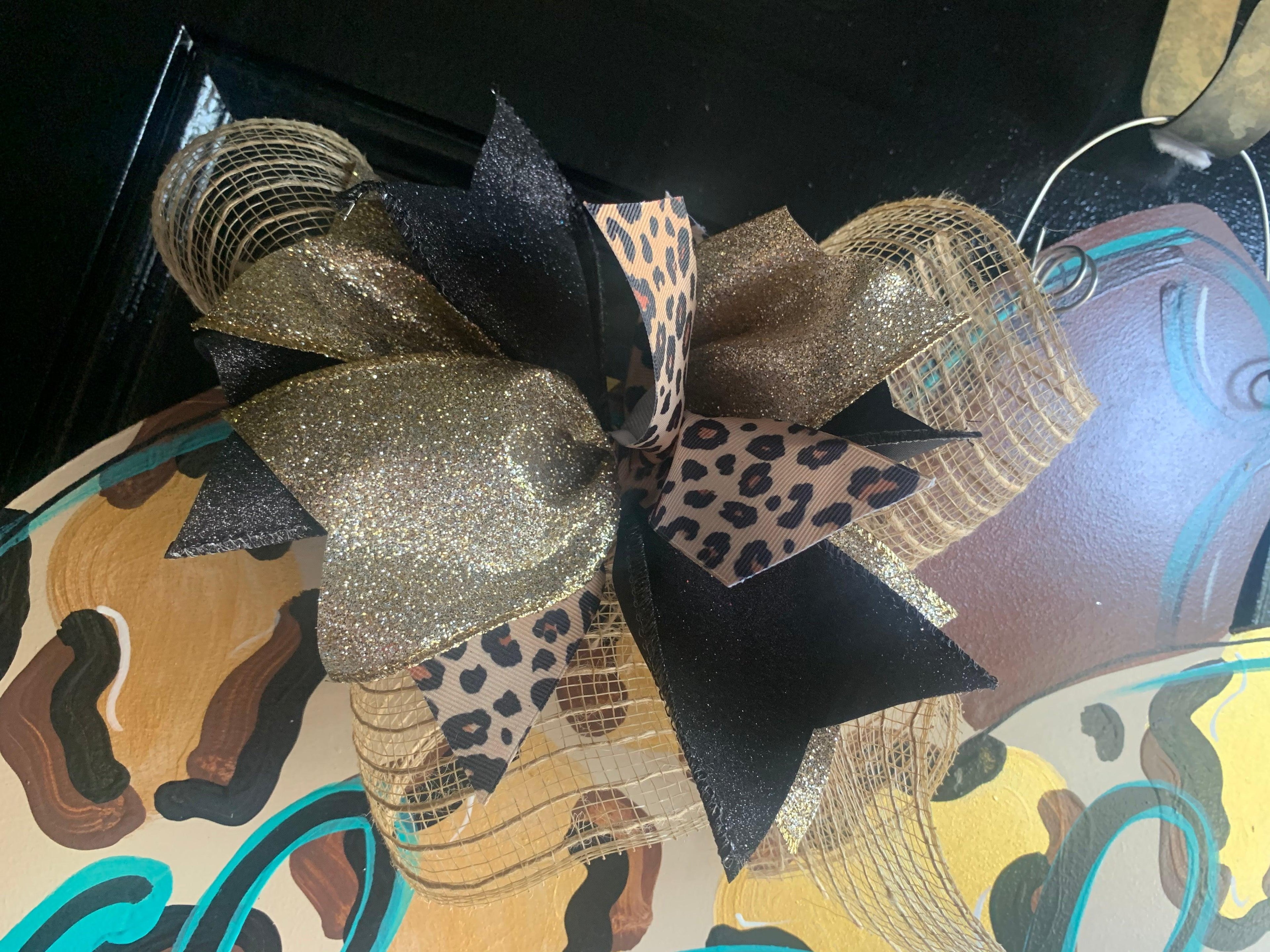 Pumpkin Leopard Door Hanger, Leopard Print - Fall - Autumn - harvest - Thanksgiving -  pumpkin - wood cut out hand painted door hanger