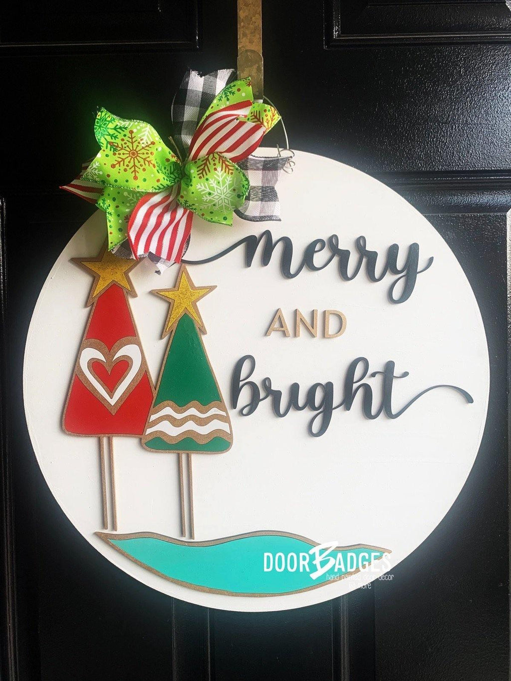 Sale Item: Merry and Bright 18" door hanger, 3D Winter Christmas Door Hanger