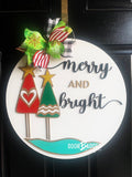 Sale Item: Merry and Bright 18" door hanger, 3D Winter Christmas Door Hanger
