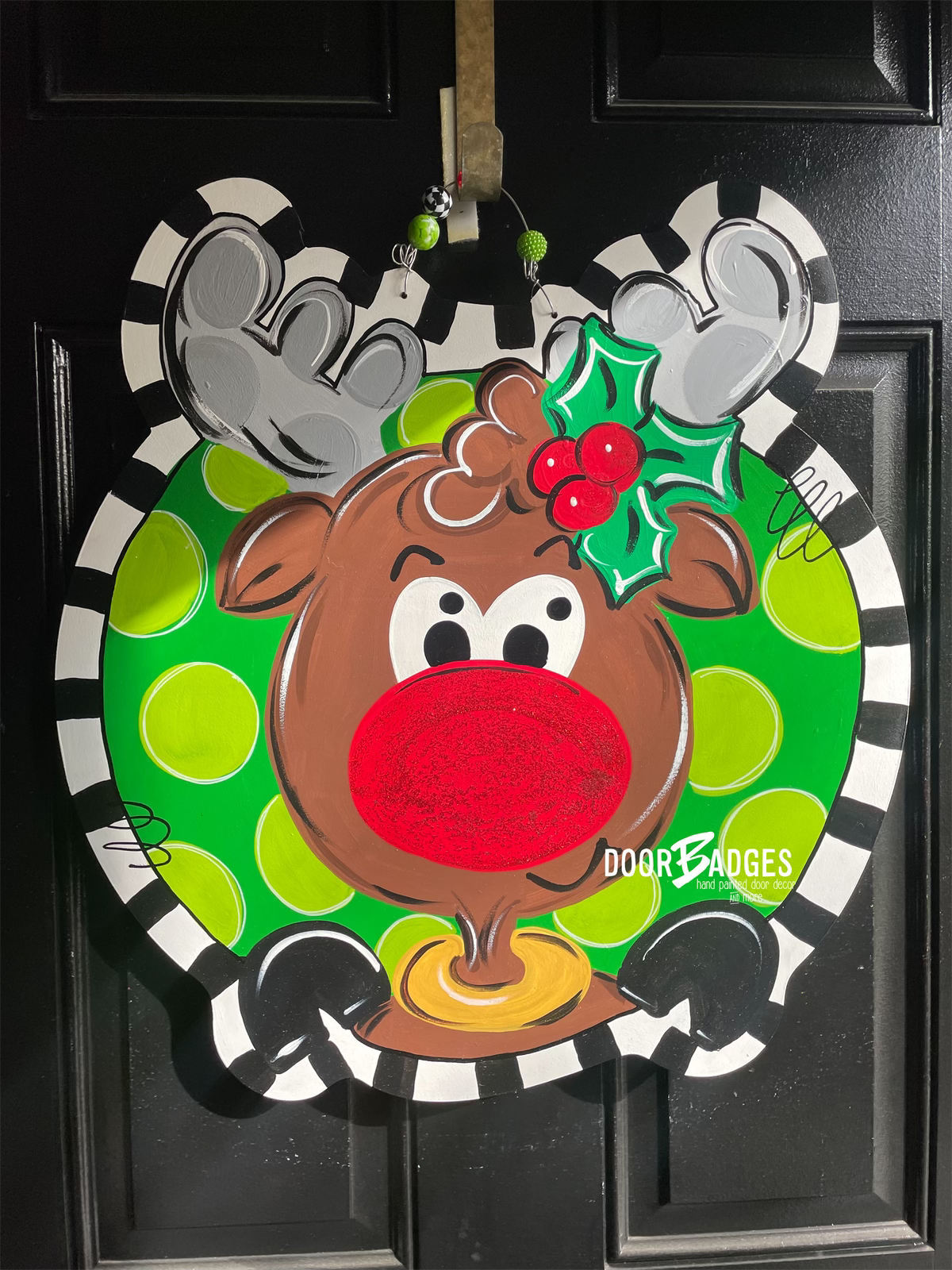 Christmas Reindeer Door Hanger - Winter Door Decor -  Holiday Door Decor, Christmas Wreath