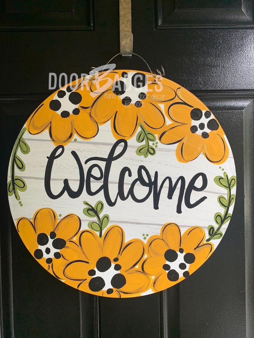 Daisy Summer Door Hanger - Daisy door Decor -  hand painted personalized door hanger