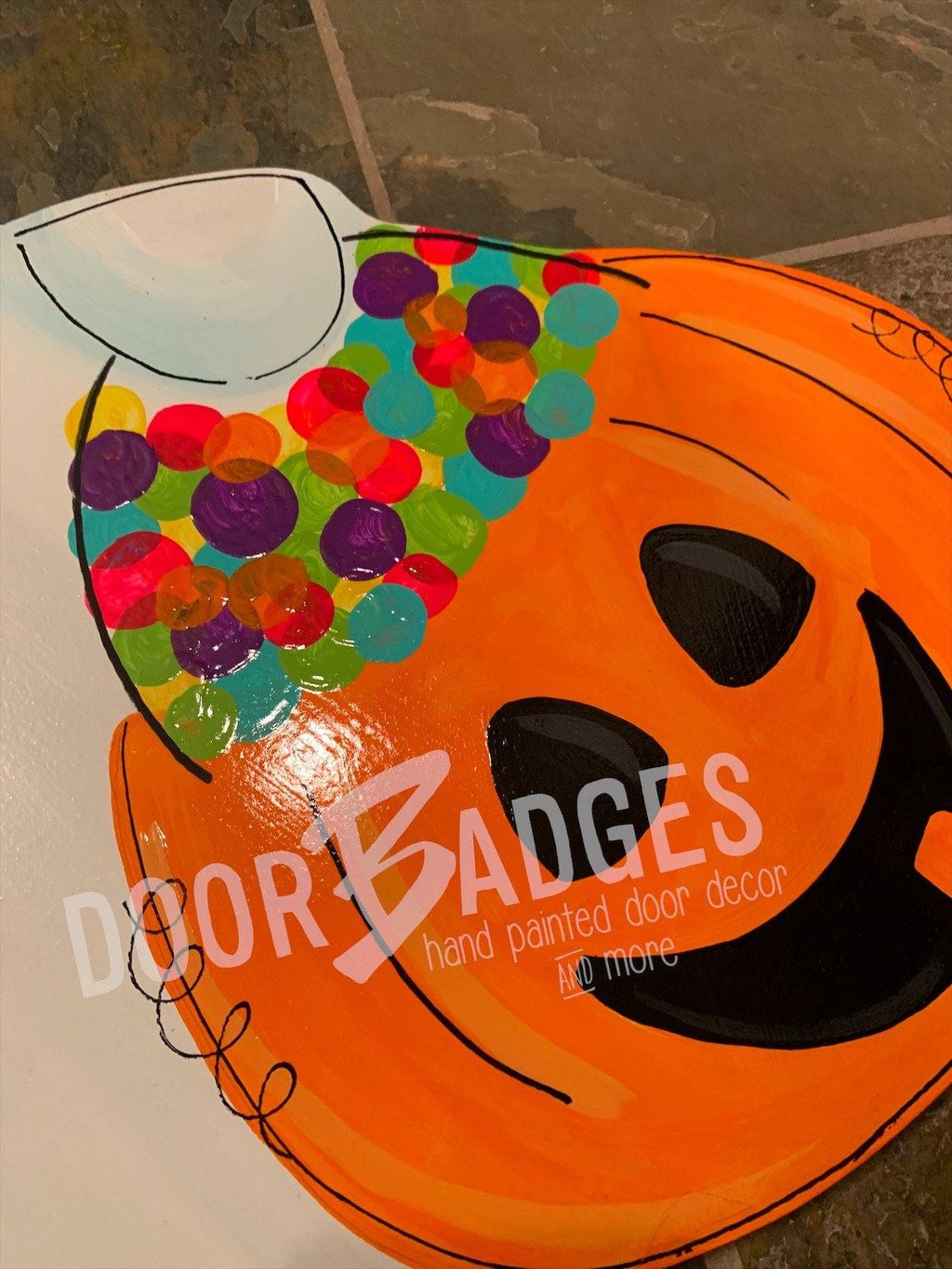 Halloween Ghost with Candy Door Hanger- Ghost Door Decor-Spooky-Fall-Wreath-wood cut out-hand painted door hanger