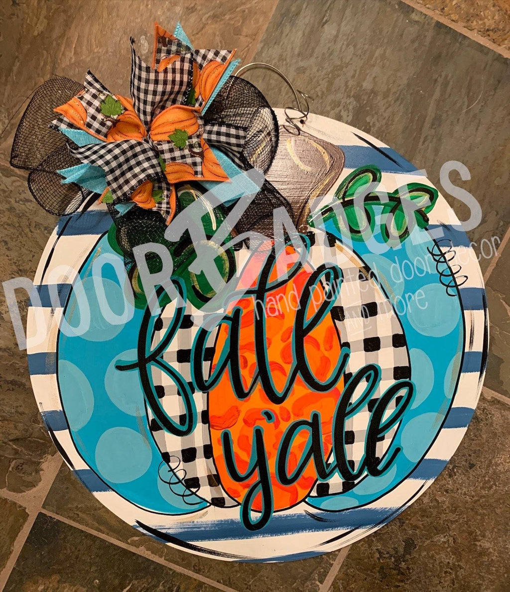 Fall Pumpkin Door Hanger - Blue - Fall - Autumn - harvest - Thanksgiving -  pumpkin - thankful - cut out hand painted door hanger