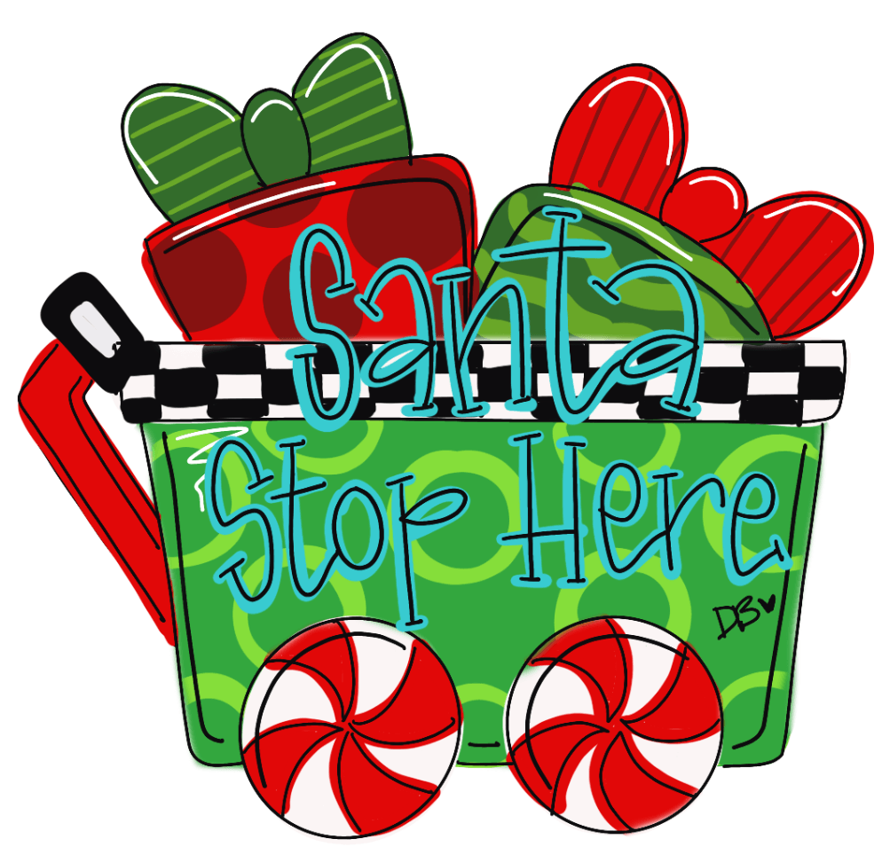 Santa Stop Here Wagon Door Hanger -  Fall Door Hanger